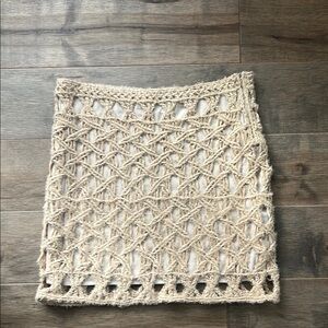 Tan silk Crochet Skirt